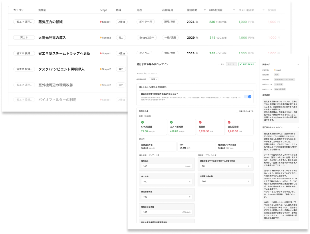 脱炭素施策データベース機能